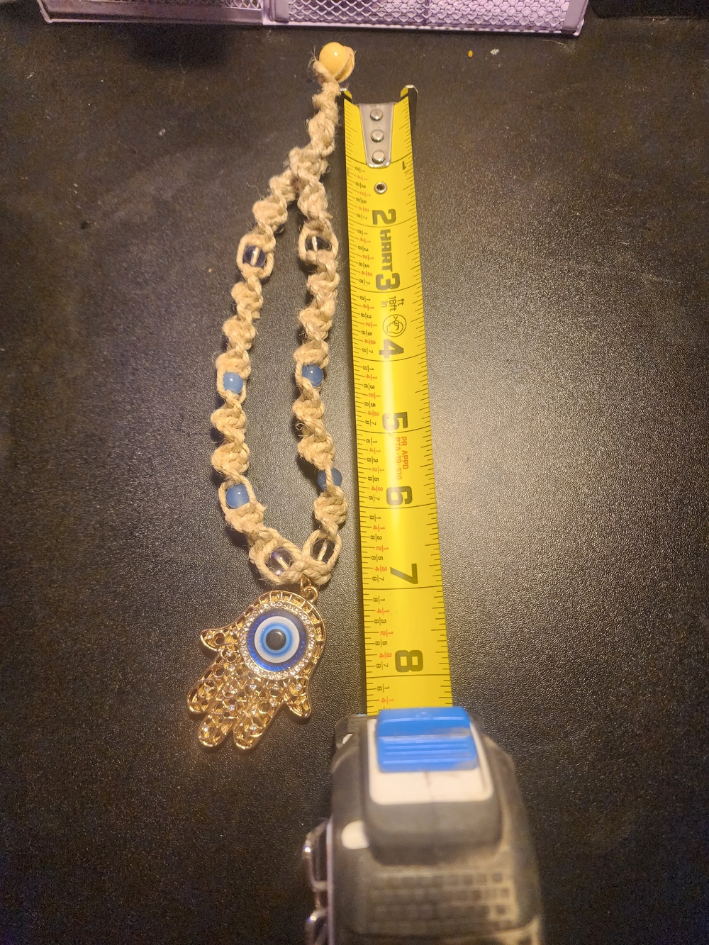Gold-tone Hamsa Hand Necklace with Blue Evil Eye Accent - Women Jewelry